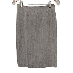 Zoe D Skirt Size 16 Black White Tweed Pencil Straight Slit Herringbone Zipper